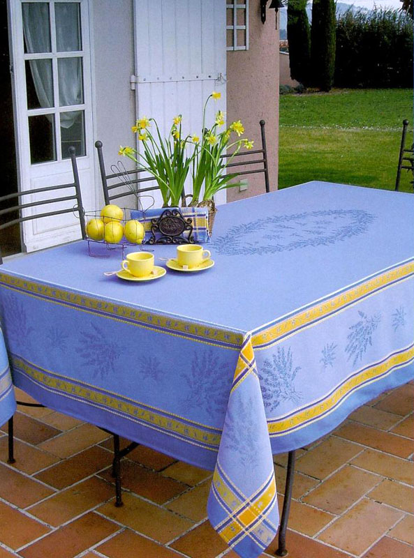 French Jacquard tablecloth, Teflon (Senanques. Blue)